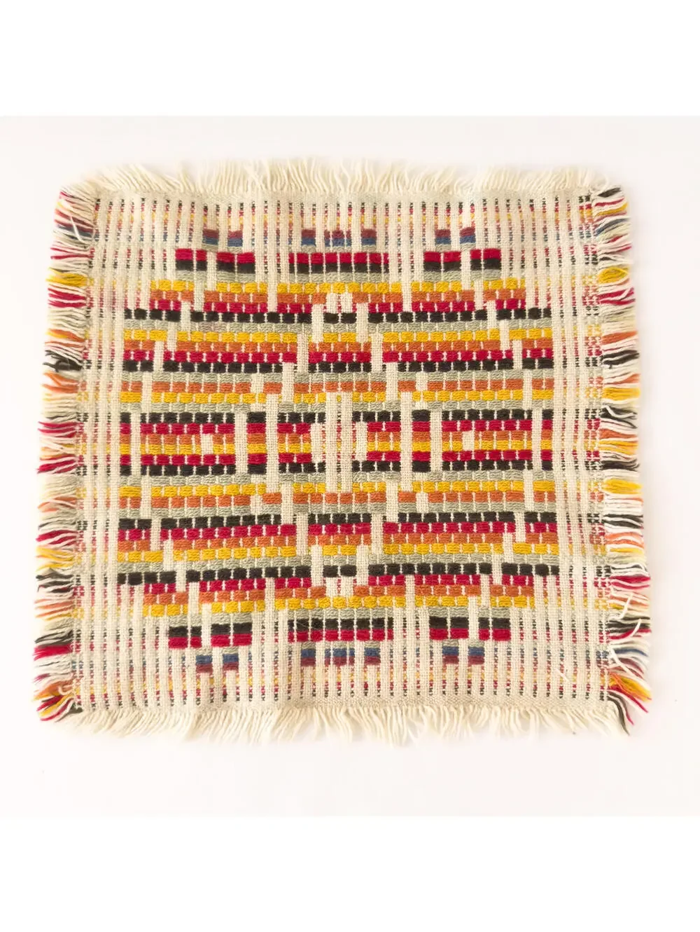 Vintage Woven Multicolor Geometric‎ Diamond Placemat with Fringe